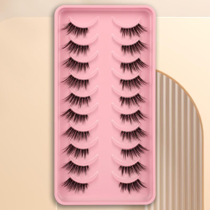 Half Eye False Eyelashes Set, 10 Pairs Natural Look Fluffy Curly Thick Faux Eyelashes, Portable Makeup Tool for Women, Eyelash Extension Cosmetic Gift, Lashes Extension Kit, Christmas Gift