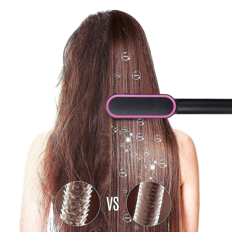 Electric Hair Straightener Brush Straightening Curler Brush Hot Comb 5 Temperature Adjustment 10S Fast Heating