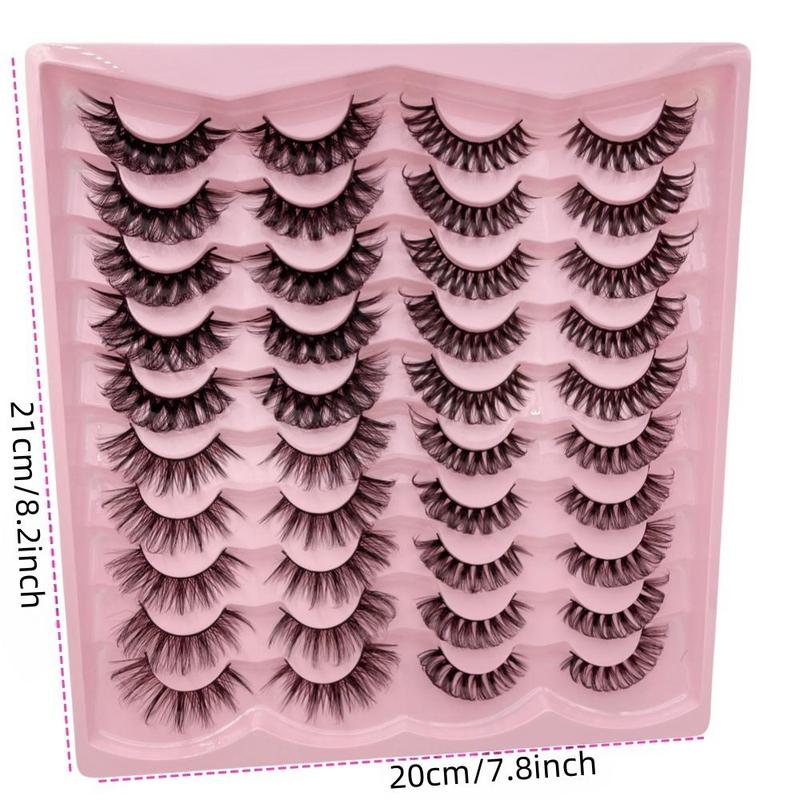 Fluffy False Eyelashes Cluster, 20 Pairs Wispy Cat Eye Look Faux Cluster Lashes, Natural Curling Eye Makeup Strip Lashes, Lashes Extension Kit, Makeup Products, Christmas, Christmas Gift