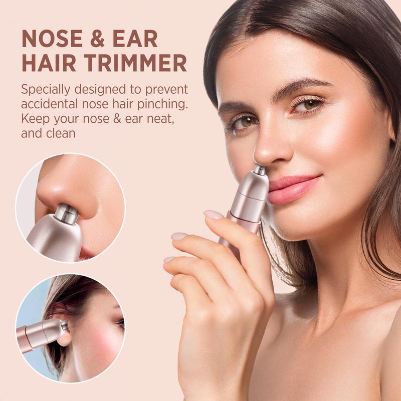 Electric Shaver Facial Nose Hair Remover for Women: 2 in 1 Painless - Rechargeable Hair Removal for Face Nose Ear Peach Fuzz Lips Chin Smooth Comfort