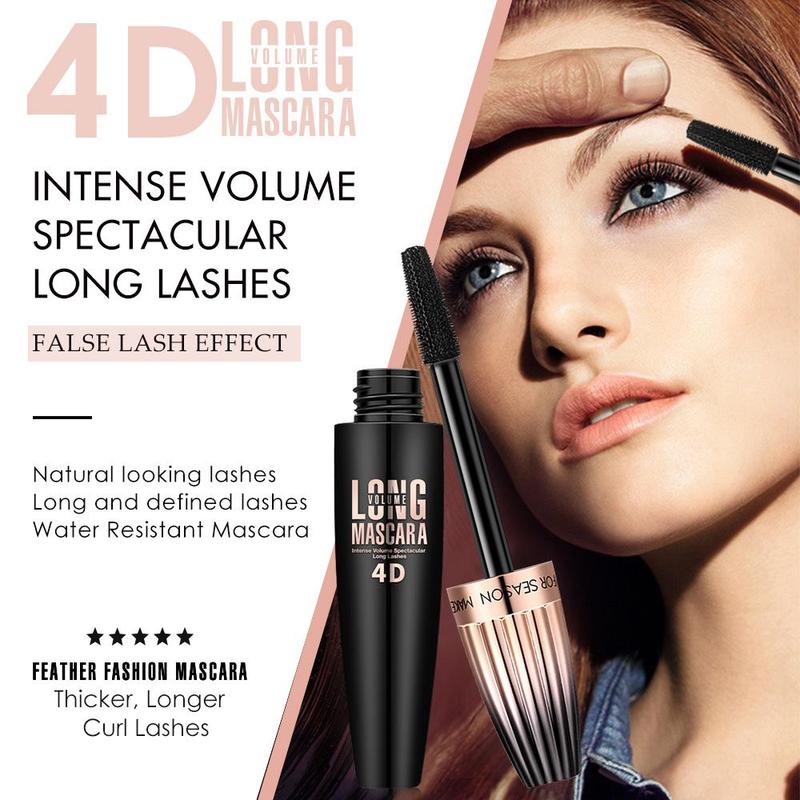 4D Long Lasting Tube Mascara, Natural Curling Eyelashes Mascara Stick, Water Resistant Eye Enhancement Makeup Products for Women & Girls