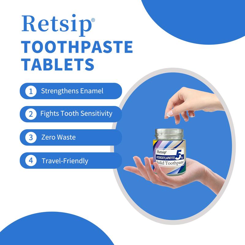 RETSlP Toothpaste Tablets (62pcs  186pcs) Natural Hydroxyapatite ToothPowder Natural ToothpasteAiternative Oral Whitening Oral HealthManagement