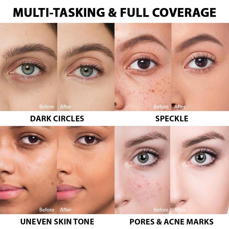 Pro Under Eye Full Coverage Liquid Concealer to Cover Dark Circles, Scars,Redness,Spots,Fine Lines,Corrector Anti-Aging Natural Finish, Moistening Smooth Cream,Waterproof 0.4 * 2 fl oz-Light+Medium Temogu