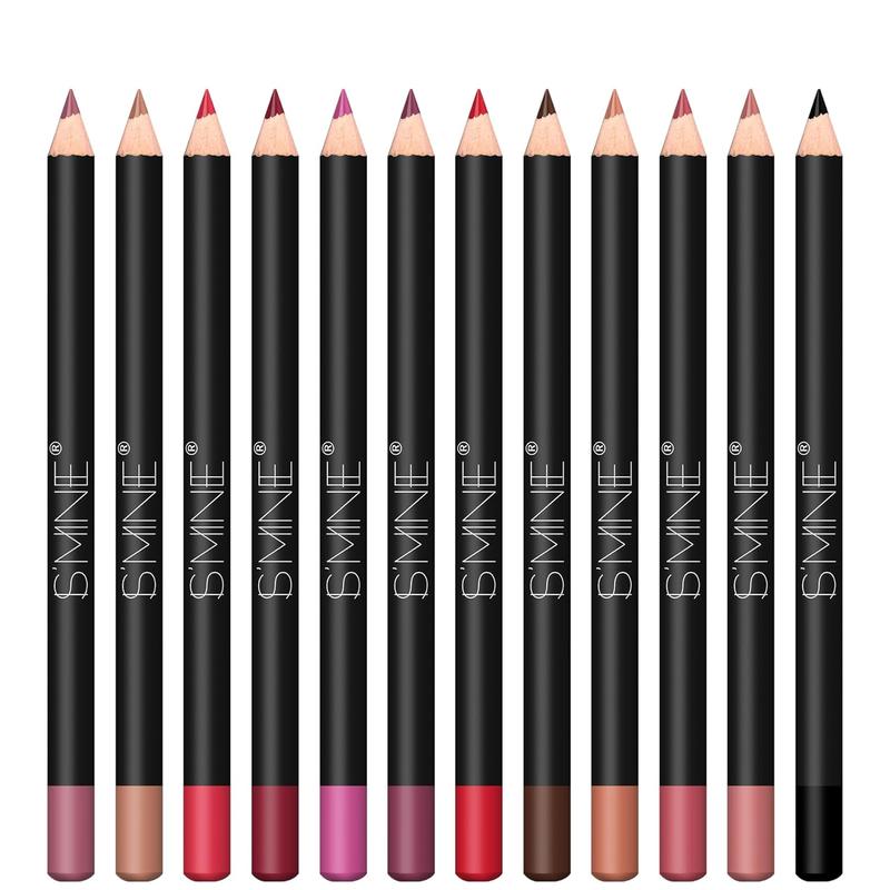 12 count Lip Liner Pencil, Nice Color Precise Lining Creamy formula Versatile Long  Eyeliner Lip Lining kit (Set A)