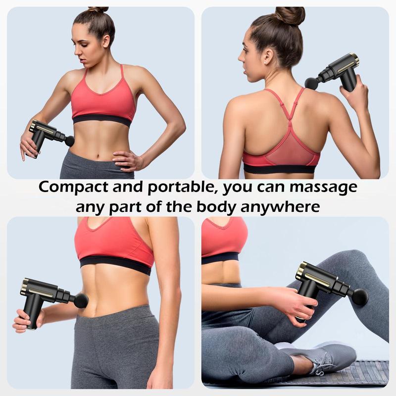 Portable Handheld Massager, 1 Box 6-speed Power Adjustable High-capacity Battery Muscle Massager with 4 Counts Massage Head, Fitness Equipment for Home Gym, Christmas Gift