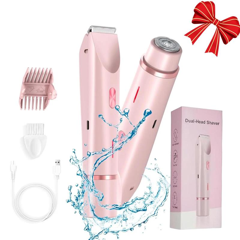 Christmas Women's Electric Bikini Trimmer, 2 in 1 Dual Head Dual Purpose Razor, Removable Heads, Waterproof Wet & Dry, Winter Holiday Gift, Christmas, Christmas Gift