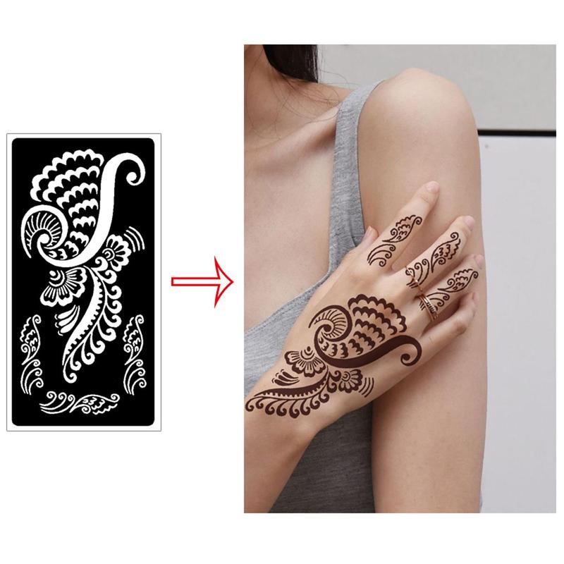 Vintage Floral Pattern Temporary Tattoo Stencil, 9pcs set Self-adhesive Body Art Tattoos Paint Sticker, Beauty & Personal Care Fake Tattoo