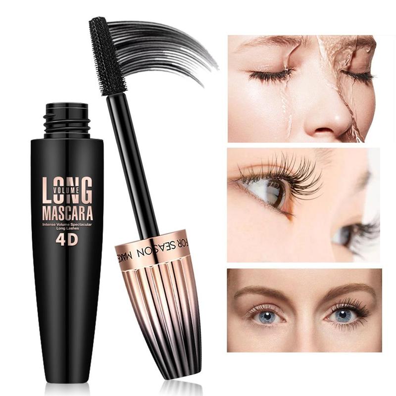 4D Long Lasting Tube Mascara, Natural Curling Eyelashes Mascara Stick, Water Resistant Eye Enhancement Makeup Products for Women & Girls