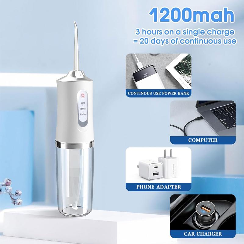 Portable Rechargeable Water Flosser, 4 Jet Tips, Ideal for Teeth & Gum Health, Waterproof Oral