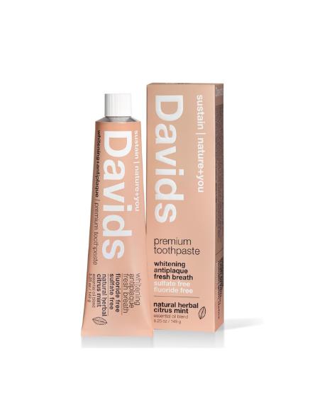 Davids Fluoride Free Nano Hydroxyapatite Toothpaste for Remineralizing Enamel & Sensitive Relief, Antiplaque, SLS Free, Peppermint, 5.25oz whitens teeth