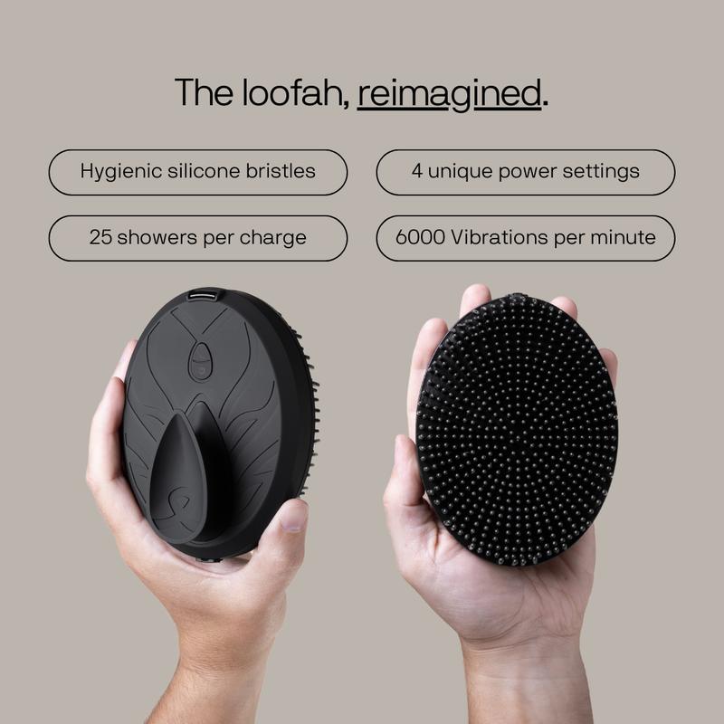 Black Wolf Sonic Scrubber Pro - Vibrating Face and Body Brush, Water Resistant, 4 Settings, 2 Speeds & 2 Modes