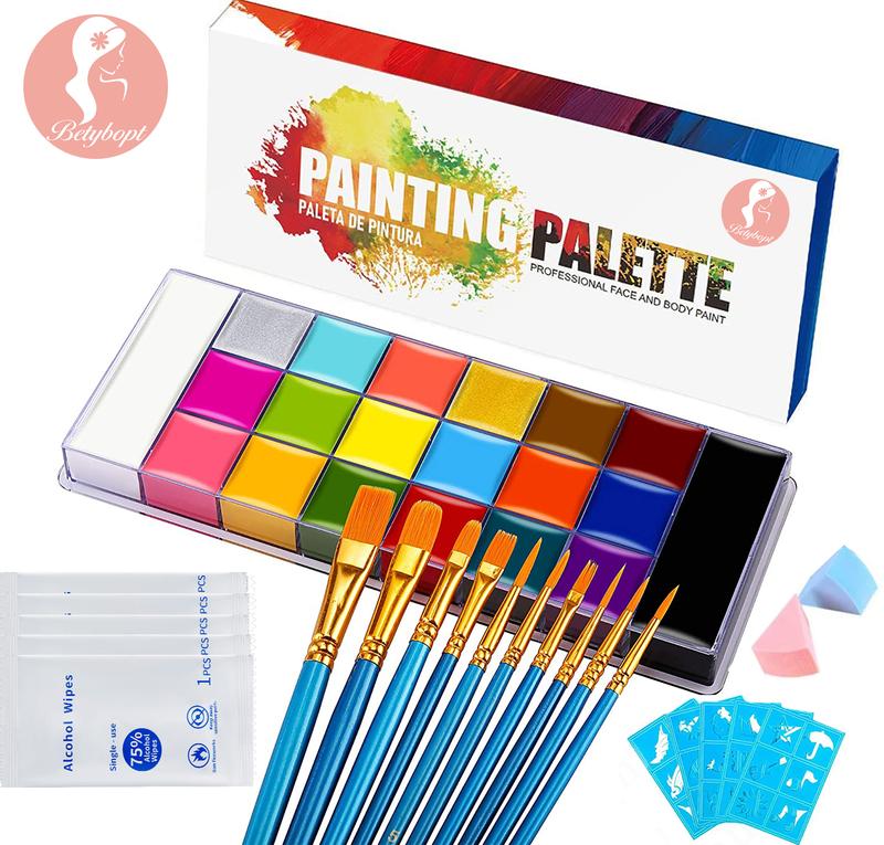 Face Body Painting Set, 20 Colours, Face Paint, Body Painting Oil, Safe Body Paint Set, Make-Up Colours, Children's Make-Up Set for Carnival Make-Up, Baby Belly Painting, Theatre Make-Up