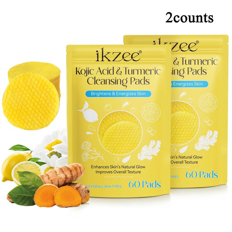 Kojic Acid & Turmeric Cleansing Pads, Skin looks visibly revitalized, Reduce the Appearance of Dark Spots, for Face and Body, Christmas Gift