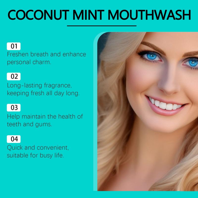 Oralhoe Coconut Mint Mouthwash Remove Stains, Freshen Breath And Clean Teeth With Convenient Care Mouthwash