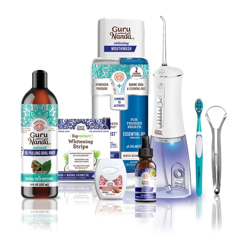 GuruNanda 7 Step Regimen - Oil Pulling (Cocomint), Mouthwash, Butter on Gums for Health Teeth & Gums Oral Whitening