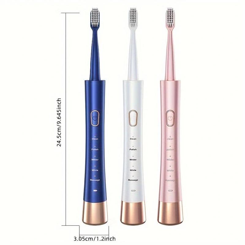 USB Rechargeable Electric Toothbrush, 1 Box 5 Modes Sonic Toothbrush with 4 Counts Replacement Brush Head, Intelligent Deep Cleaning Toothbrush for Adults, Christmas Gift