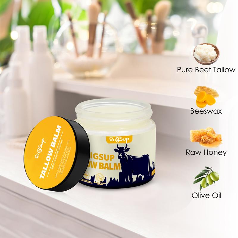 Organic Beef Tallow Balm for Skin Care Body Care - All Natural Lotions Body Oil with Wild Honey – Beef Tallow Moisturizer,-Made in USA (2.0 Oz) tallow moisturizer