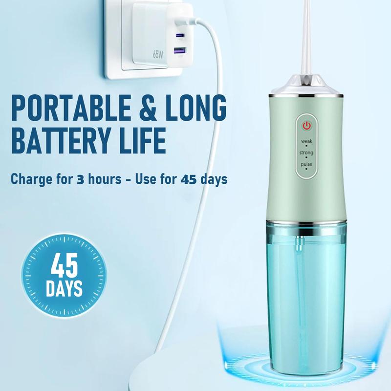 Portable Rechargeable Water Flosser, 4 Jet Tips, Ideal for Teeth & Gum Health, Waterproof Oral