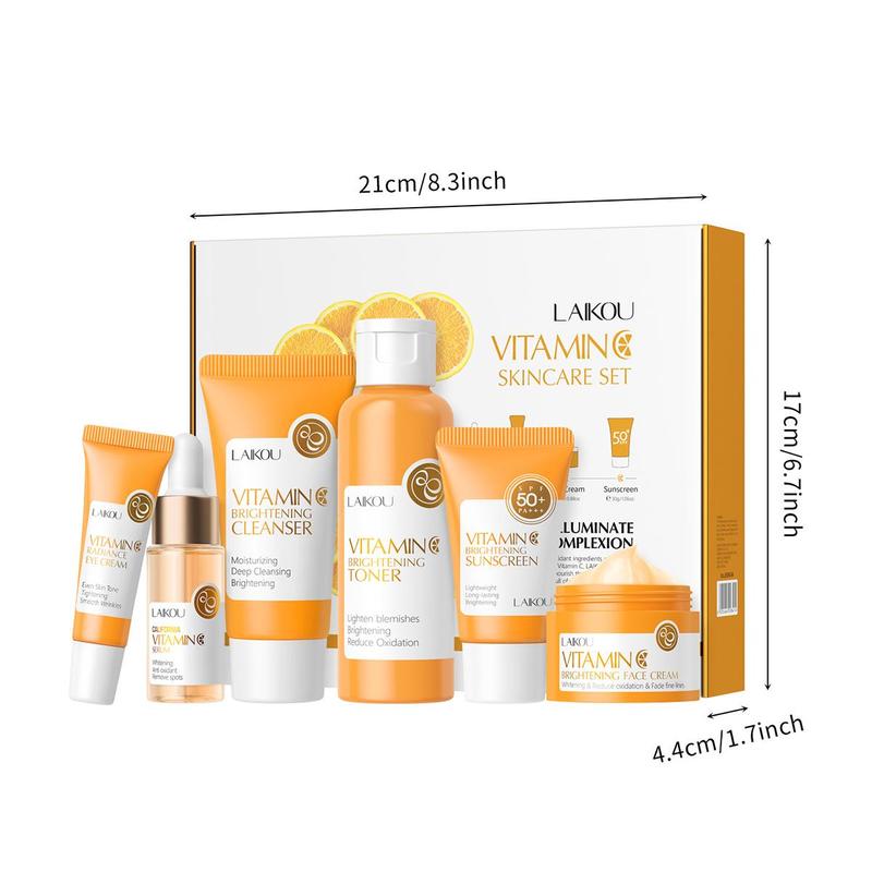 Vitamin C Skin Care Set (6 Counts set), Moisturizing Facial Skincare Kit, Hydrating Skin Care Kit, Face Care Products for Women & Men