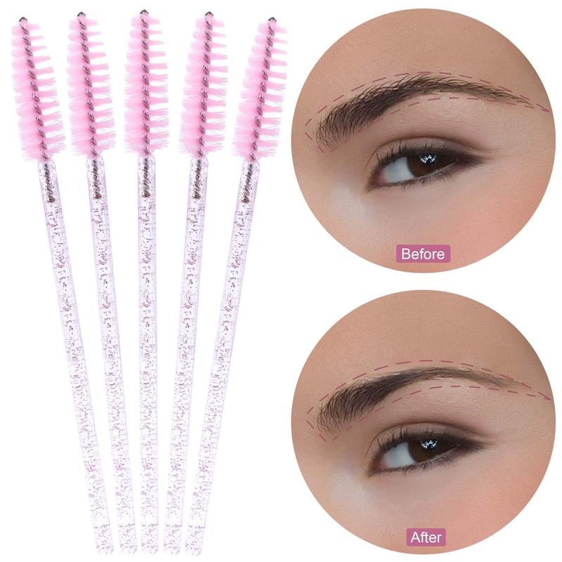 200 Disposable Eyelash Brush Mascara Wands Spoolies for Eye Lashes Extension Eyebrow Purple Pink