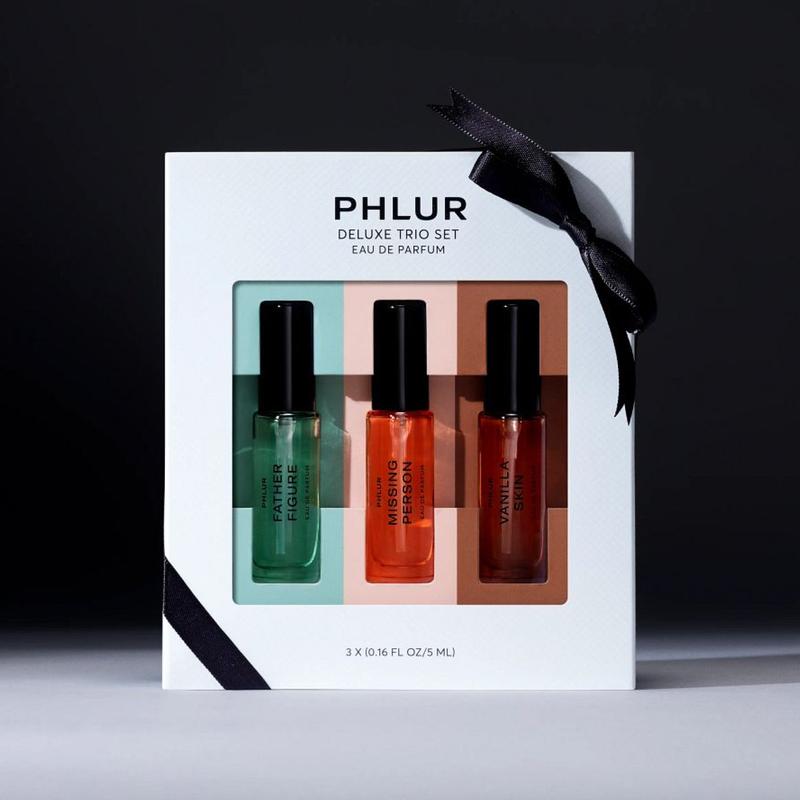 PHLUR Best Sellers Perfume Set - Deluxe Mini Trio - 3 x 5mL Eau de Parfum - Vanilla Skin, Missing Person & Father Figure