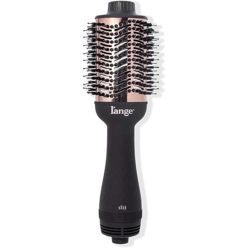 L'ANGE HAIR Le Volume 2-in-1 Titanium Blow Dryer Brush | Hot Air Brush in One with Oval Barrel | Hair Styler for Smooth, Frizz-Free Results for All Hair Types (Black - 75 mm)