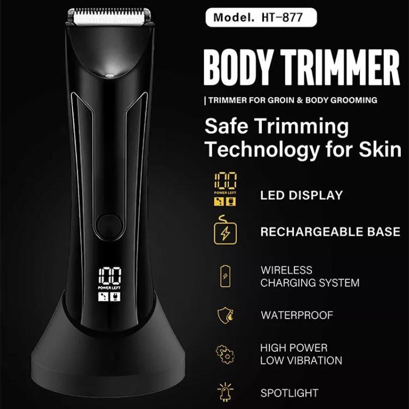 USB Rechargeable Electric Hair Trimmer Kit, 1 Box LCD Display Waterproof Hair Shaver & Accessories, Portable Hair Trimmer for Men, Christmas Gift