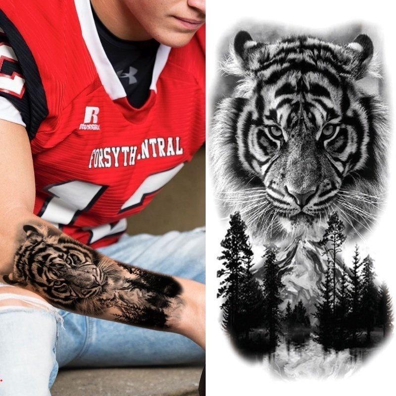 Tiger Pattern Temporary Tattoo Sticker, 1 Count Waterproof Fake Tattoo Sticker, Body Art Decoration for Men & Women, Christmas Gift