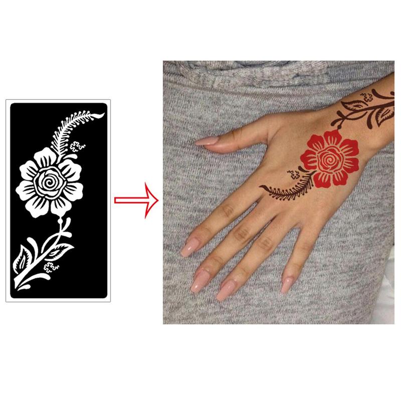 Vintage Floral Pattern Temporary Tattoo Stencil, 9pcs set Self-adhesive Body Art Tattoos Paint Sticker, Beauty & Personal Care Fake Tattoo