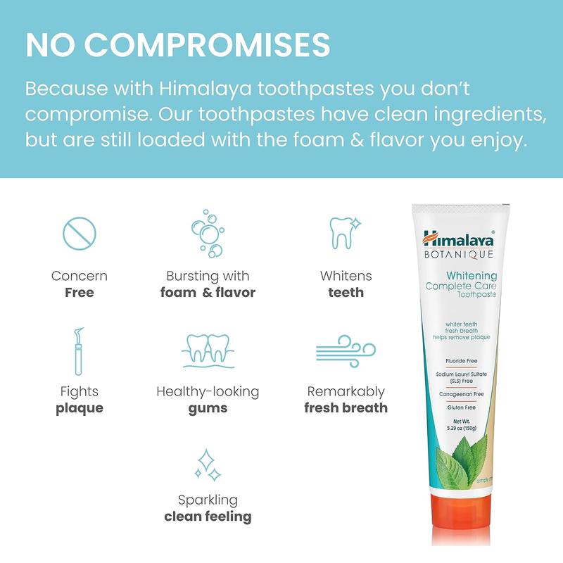 Himalaya Botanique Complete Care Toothpaste, Simply Mint, for a Clean Mouth, Whiter Teeth and Fresh Breath, 5.29 oz