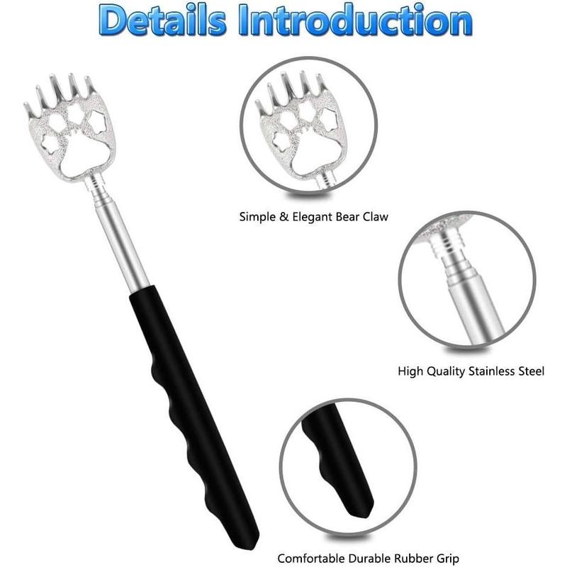 6 Pack Telescoping Back Scratcher - Bear Claw Back Scratchers - Portable Extendable Backscratcher with Rubber Handles in Black, Blue, Green, Purple, Red, Pink Color Comfort Gift