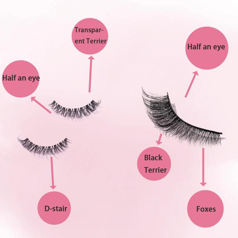 5D Curling False Eyelashes, Natural Look Self Grafting Fake Eyelashes, Eye Makeup Enhancement False Eyelashes for Women & Girls