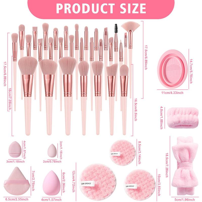 Makeup Tool Set, 55pcs set Makeup Brush & Sponge & Powder Puff & Wristband & Headband & Cleaning Bowl, Professional Makeup Tools for Women, Christmas Gift