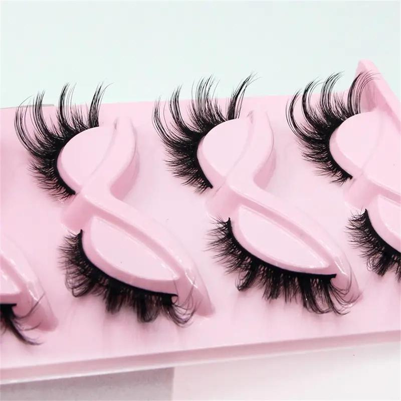 Fluffy False Eyelashes, 5 Pairs Wispy Look Faux Cluster Lash, Natural Curling Eye Makeup Strip Lash, Tail Elongated Lash Cosmetic for Lashes Extensions, Christmas Gift