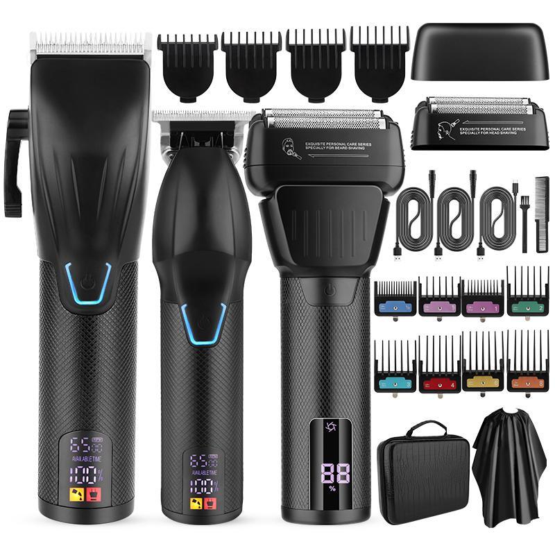 Professional Hair Clipper Set, 1 Box 3 in 1 Electric Hair Trimmer Kit, Wireless Hair Clipper Set, Grooming Kit for Men, Great for Hair and Beard Styling