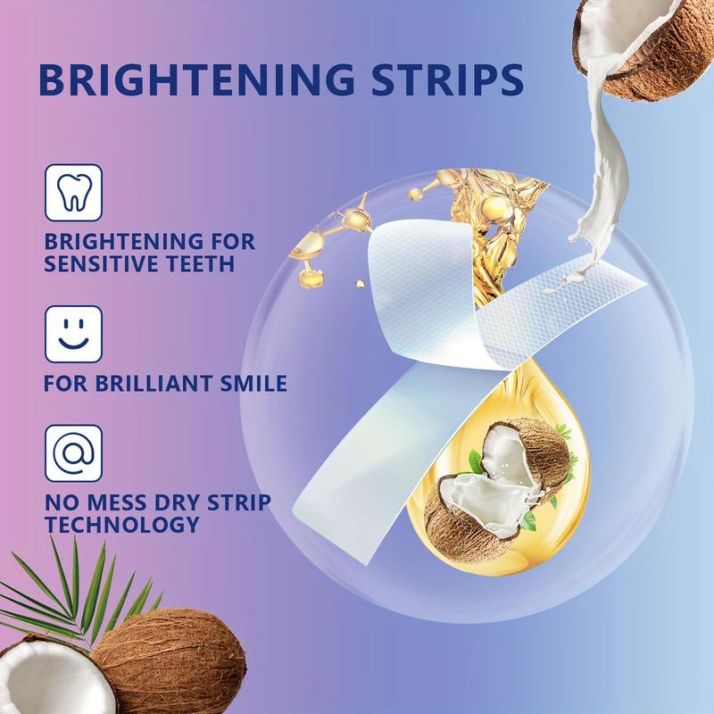 Coconut Mint Teeth Brightening Strips, 1 Box Teeth Strips for Christmas Gift, Professional Teeth Brightening Products for Home & Travel