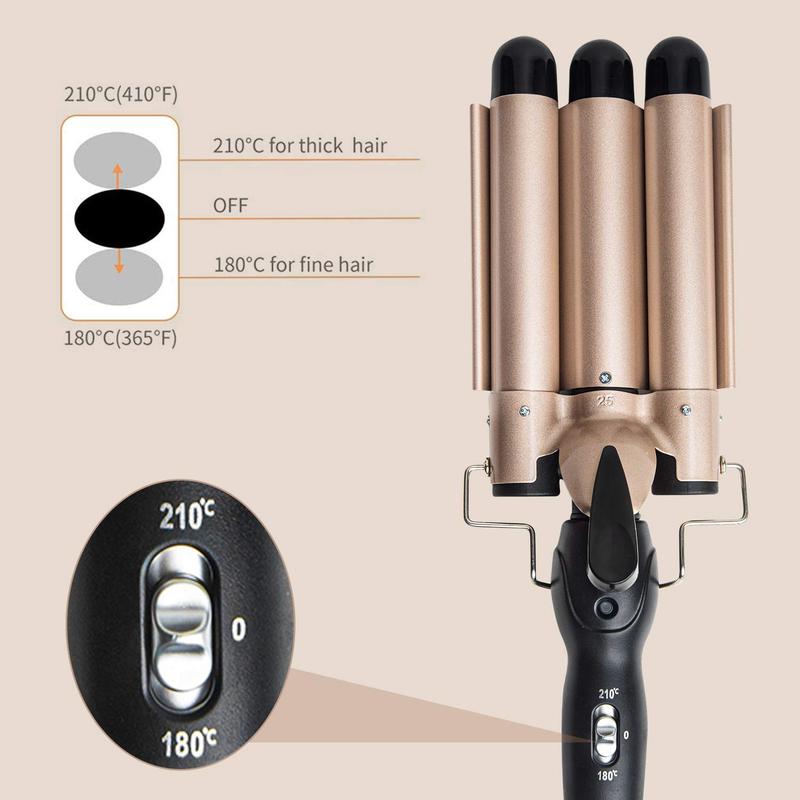 Portable 3-Tube Hair Curler, 1 Box Hair Curling Iron with 3 Counts Barrels, Hair Styling Tool for Home & Travel, Create a Wavy Hairstyle