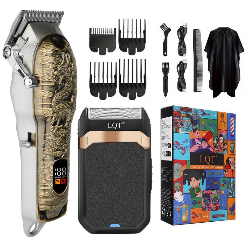 Professional Barber Hair Clipper Kit, 1 Set Rechargeable LCD Display Electric Hair Trimmer & Razor, Men's Grooming Essential for Barbershop Salon Home Use