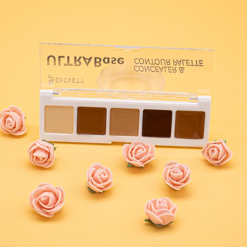 5 Color Concealer Palette, Long Lasting Highlighter Palette, Facial Contouring & Detailing Makeup Palette, Soft & Lightweight Contouring Powder, Makeup Palette Cosmetics