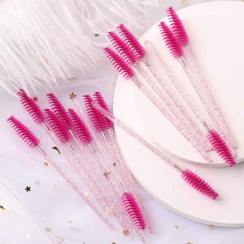 200 Disposable Eyelash Brush Mascara Wands Spoolies for Eye Lashes Extension Eyebrow Purple Pink