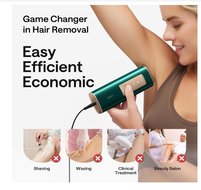 [High Cost Performance] Ulike Air+ Laser Hair Removal for Women and Men, IPL Hair Removal with Ice-Cooling System for Long-Lasting Result, Flat-Head Window for Body & Face at-Home Use, Salon-liked hair removing, Green, Ideal Holiday Gift, Christmas Gift