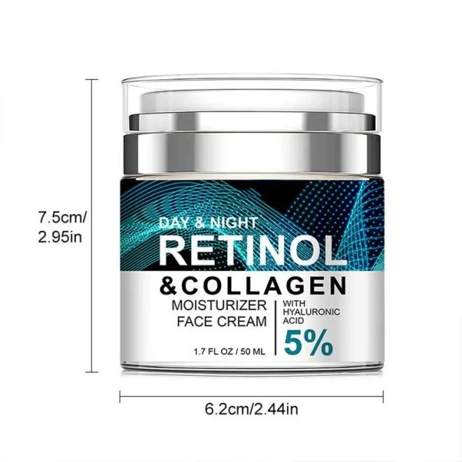 Retinol Cream for Face, Anti Aging Face Moisturizer for Women & Men, Day & Night Face Cream with Collagen, Anti Wrinkle Cream, 1.85 Fl Oz