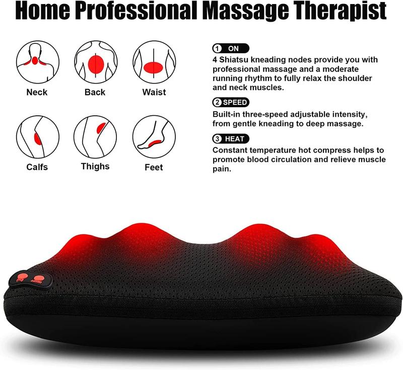 WOQQW Best Christmas Gift  Back Massager, Shiatsu Neck and Back Massager, Deeper Tissue Kneading Massage Pillow with Heat for Shoulders,Waist,Legs,Foot, Best Gift for Women Men Dad Mom,Best Christmas Gifts for Parents-Christmas surprise