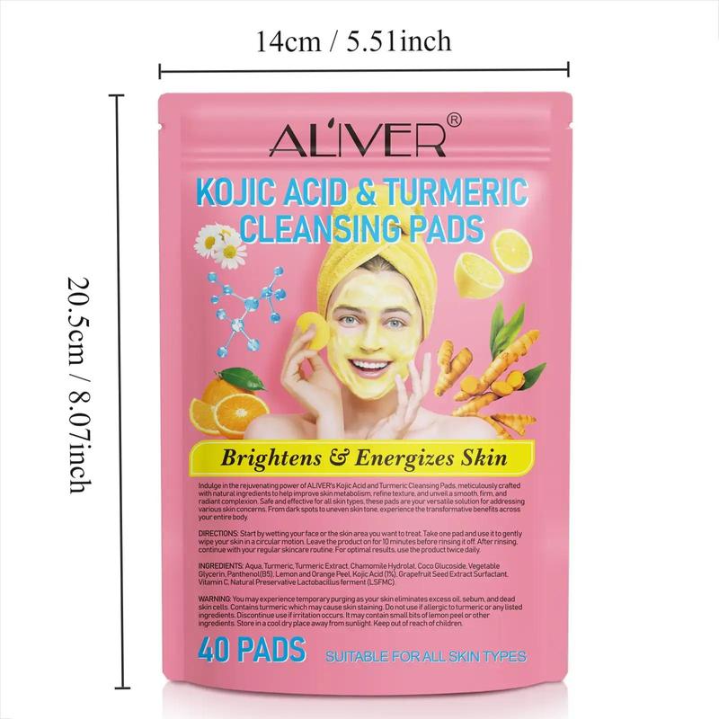 Turmeric & Kojic Acid Facial Cleansing Pad, 4 Packs Exfoliating Cleansing Pads, Facial Cleansing Pad for All Skin Types