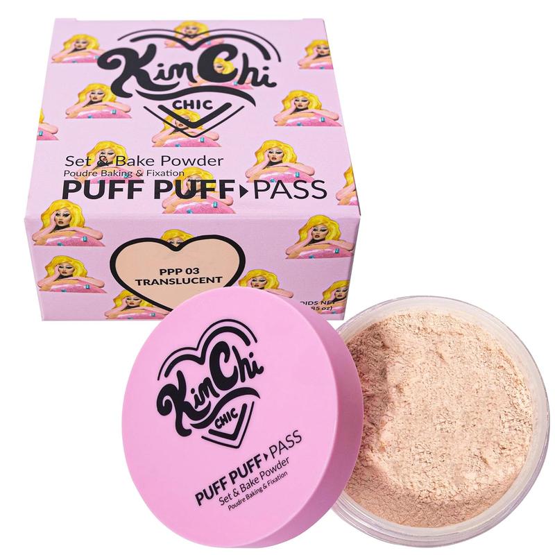 Kimchi Chic Beauty Puff Puff Pass Set and Bake Powder, Puff, Soft Natural Face Makeup for Uneven Skin Tone, Translucent Lightweight Synthetic Airbrush