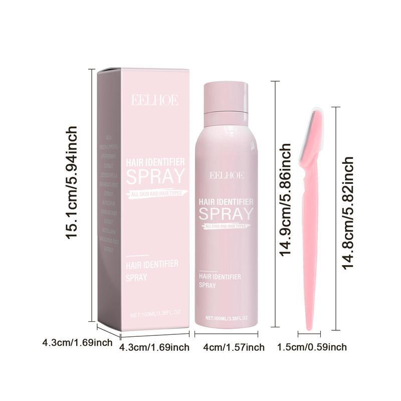 Hair Identifier Spray & Eyebrow Trimmer Set, 2 Counts Hair Softening Spray & 8 Counts Eyebrow Shaping Tool, Facial Hair Removal Tool for Women