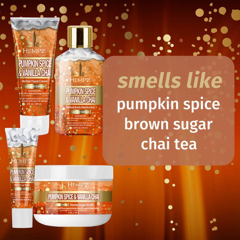 Spiced Up Pumpkin Spice & Vanilla Chai Mini Lotion, Lip Balm, Hand Cream & Sugar Scrub Set