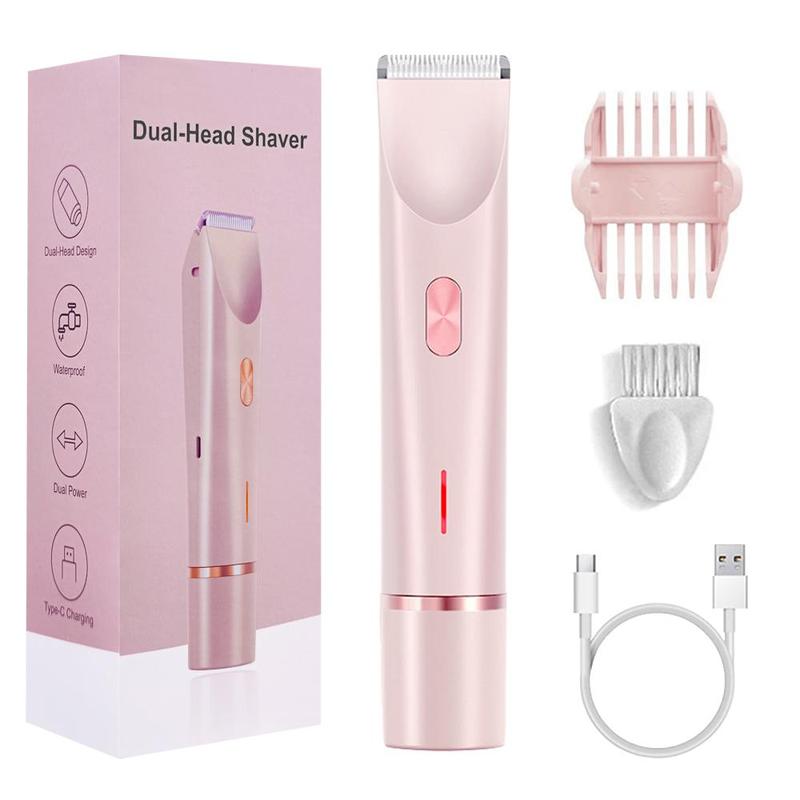 Electric Hair Removal Tool, Rechargeable Body & Facial Hair Removal Double Head Electric Shaver, Painless Trimming of Pubic Face Underarm Legs