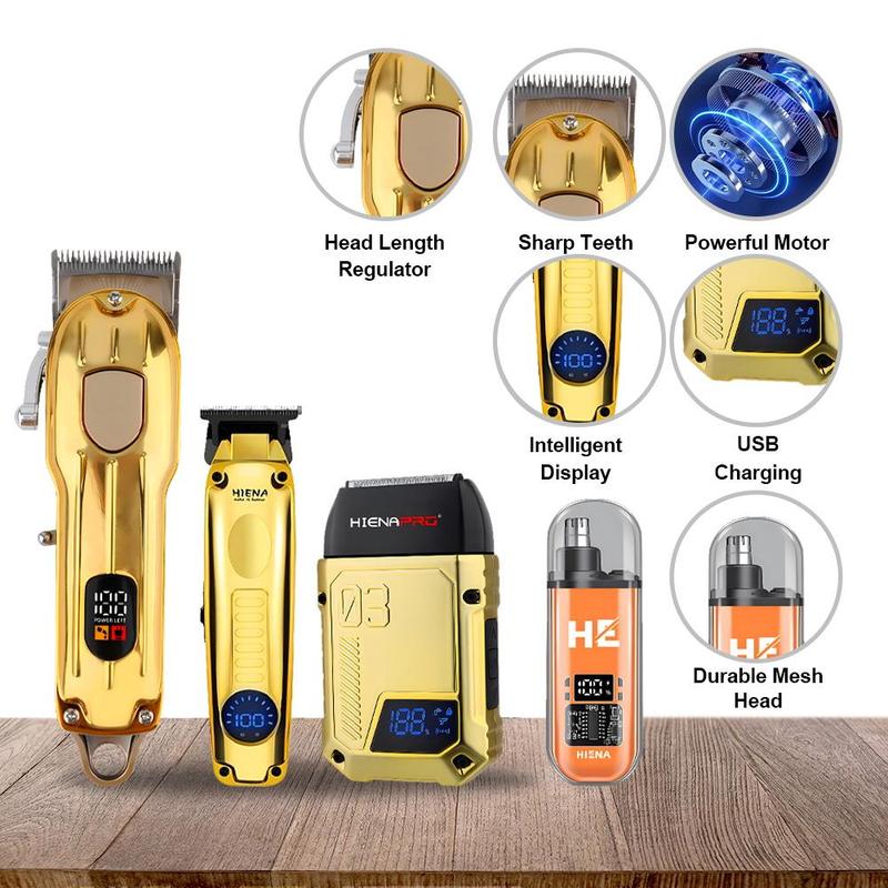 Professional Hair Clipper Set, 1 Box Waterproof Hair Trimmer & Accessories, Electric Shaver Razor, Cordless Hair Clipper