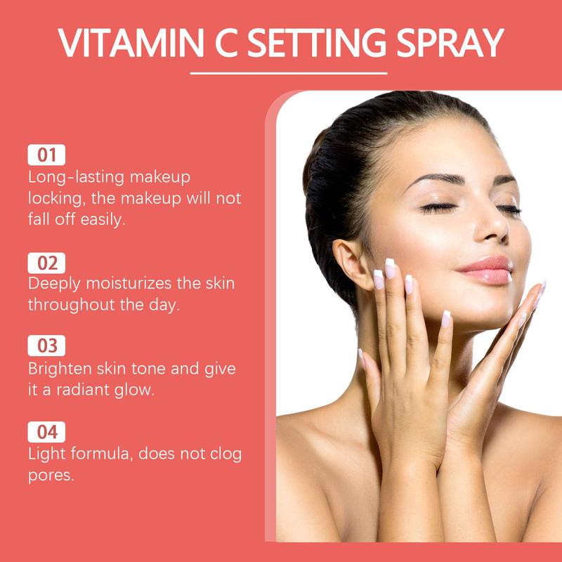 Vitamin C Setting Spray, 2 Counts set Moisturizing Makeup Setting Spray, Long Lasting Makeup Spray, Portable Makeup Fixing Spray for Women & Girls